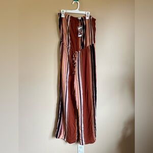 NWT AMERICAN EAGLE Striped wide leg jumpsuit with adjustable waist